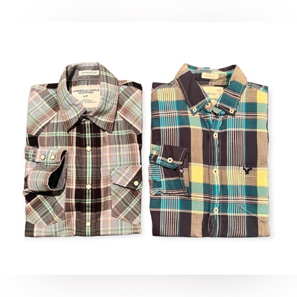 American Eagle Outfitters Other - SOLD Lot of 2 American Eagle Outfitters Vintage Slim Plaid Button Down Shirts